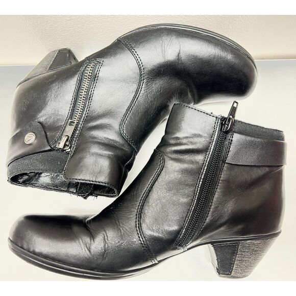 Remonte smooth black leather ankle booties. Size 38. - Picture 6 of 12